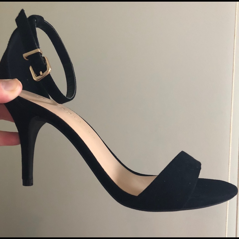Black Suede Strap Heels